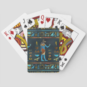 Anubis ägyptisches Gold-, Blaues und Rotesglas Spielkarten