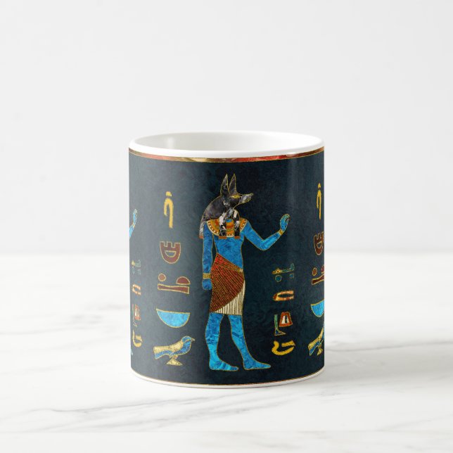 Anubis ägyptisches Gold-, Blaues und Rotesglas Tasse (Mittel)