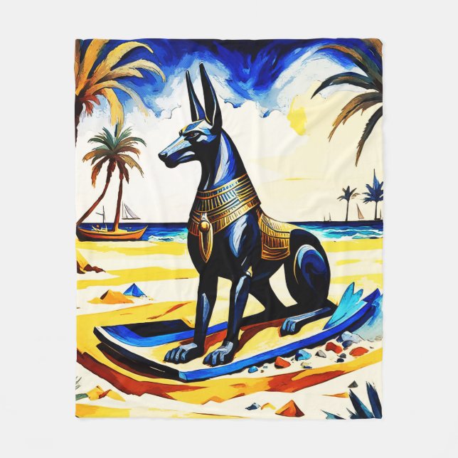 Anubis am Strand 105 Fleecedecke (Vorderseite)