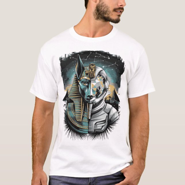 Anubis Astronaut - Wächter des Kosmos T-Shirt (Vorderseite)