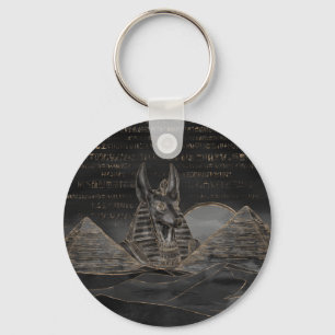 Anubis auf ägyptischer Pyramidelandschaft Schlüsselanhänger