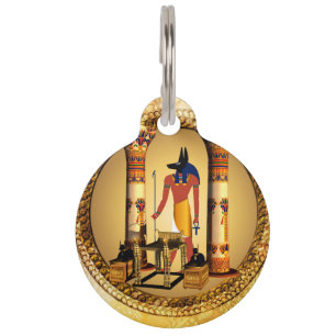 Anubis auf goldenem Hintergrund Tiernamensmarke
