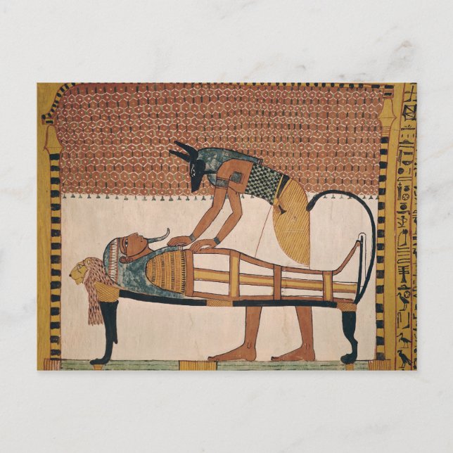 Anubis besucht Sennedjems Mummy Postkarte (Vorderseite)