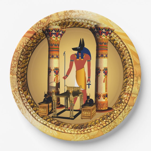 Anubis der ägyptische Gott Pappteller (Vorderseite)