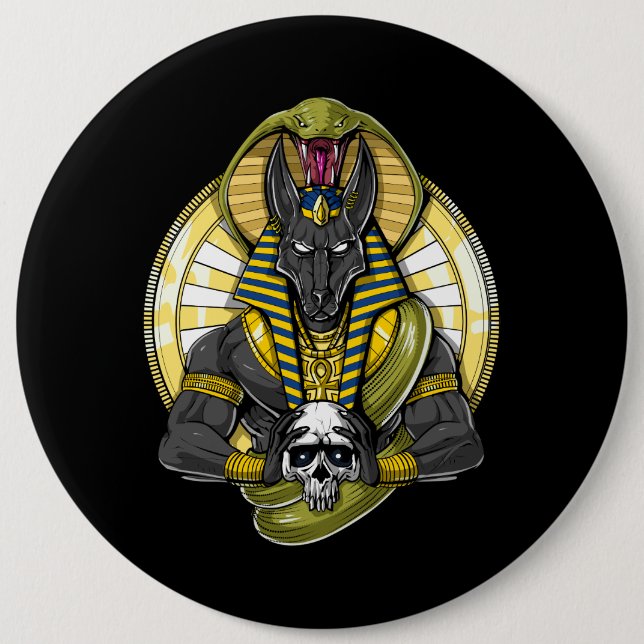 Anubis Egyptian Wolf God Button (Vorderseite)