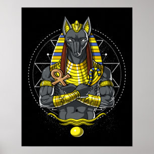 Anubis Egyptian Wolf God Egypt Ankh Mythology Poster