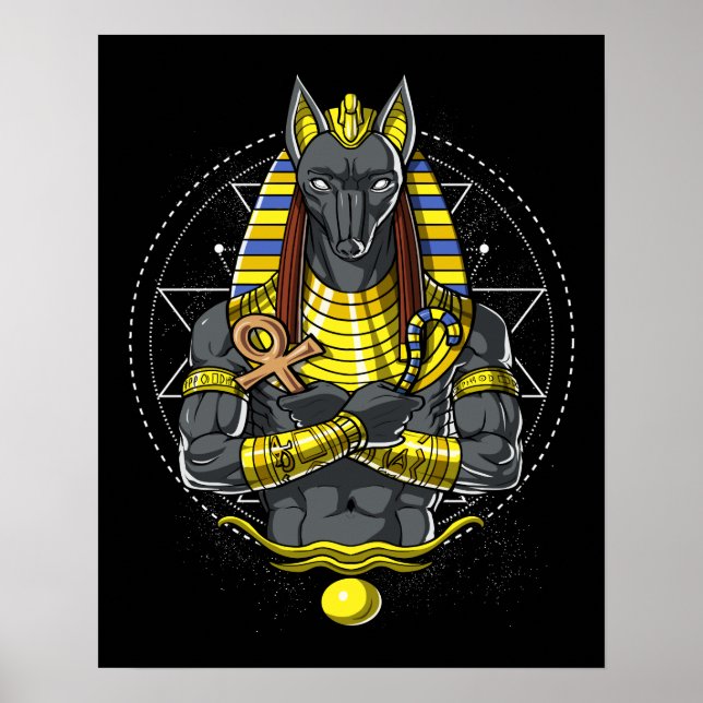 Anubis Egyptian Wolf God Egypt Ankh Mythology Poster (Vorne)
