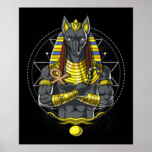 Anubis Egyptian Wolf God Egypt Ankh Mythology Poster (Vorne)