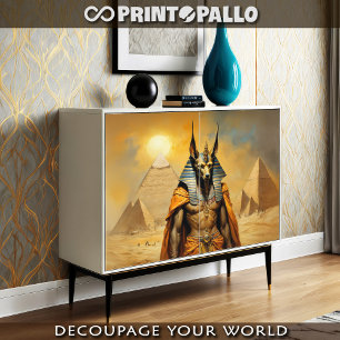 Anubis Gott des alten Ägyptens mit Pyramiden - Seidenpapier