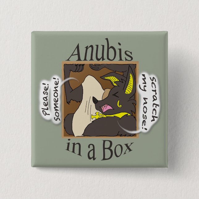 Anubis in einem Kasten (geschlossene Augen) Button (Vorderseite)