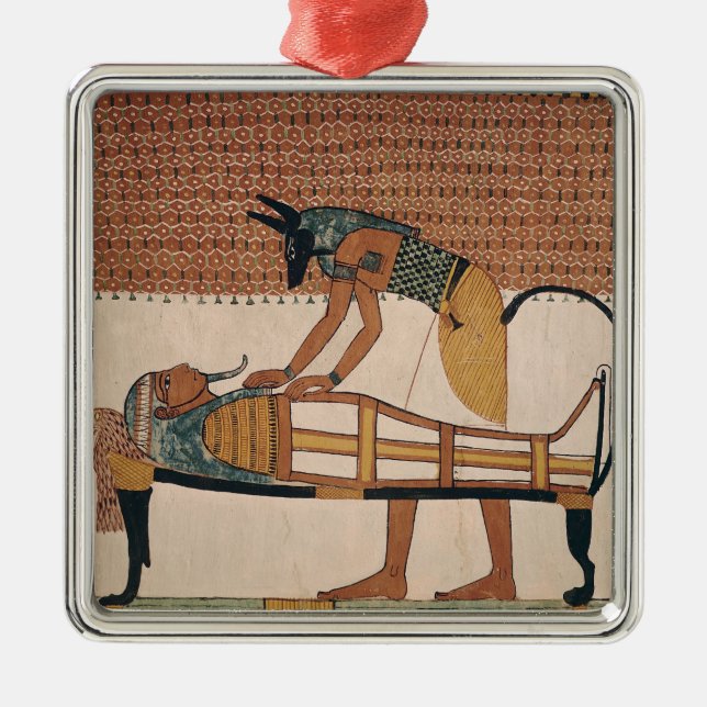 Anubis nimmt Sennedjems an Mama teil Silbernes Ornament (Vorne)