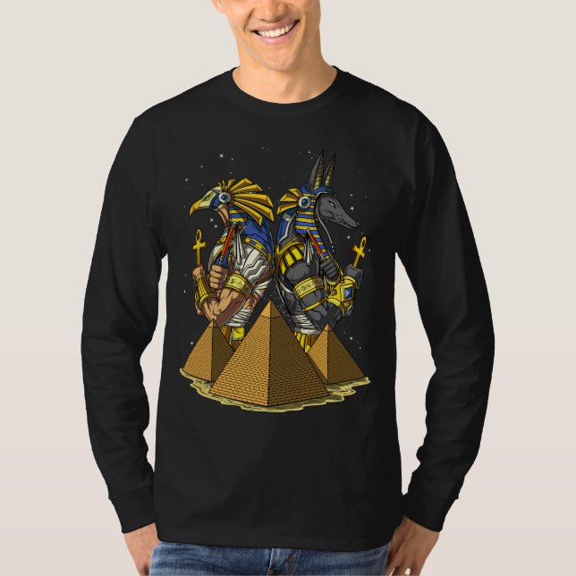 Anubis Ra Egyptian Gods Ancient Pyramids Mythology T-Shirt (Vorderseite)
