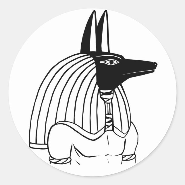 Anubis schwarz-weiß runder aufkleber (Vorderseite)