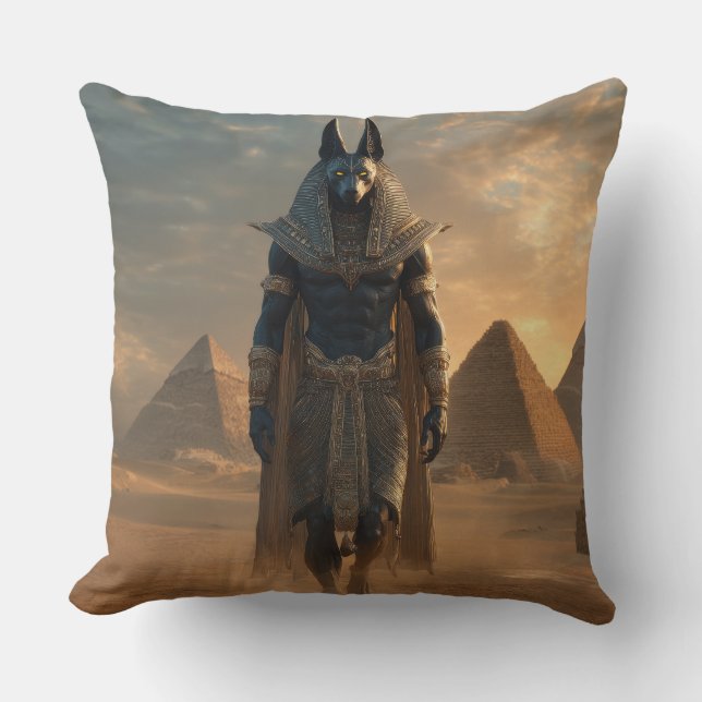 Anubis Throw pillow – Egyptian Mythology Wall Art Kissen (Vorderseite)