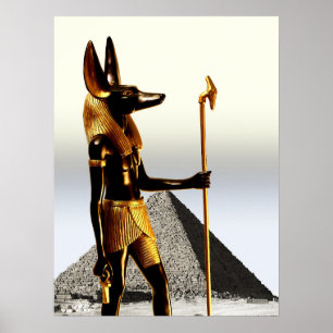 Anubis und das Ankh-Kreuz Poster