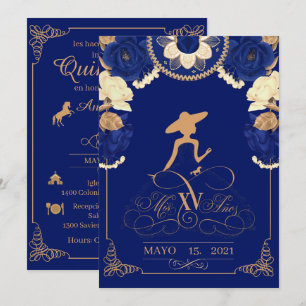 Anuncio Charro Einladung, in Navy Blue und Gold Ankündigung