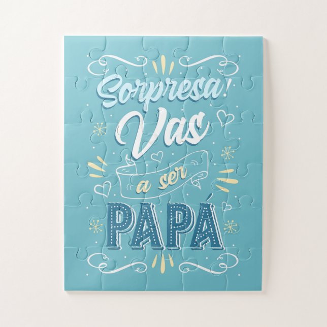 Anuncio de Embarazo Artístico Azul Puzzle (Vertikal)