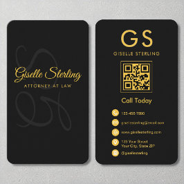 Anwalt am Law Monogram Black Gold QR Code Visitenkarte