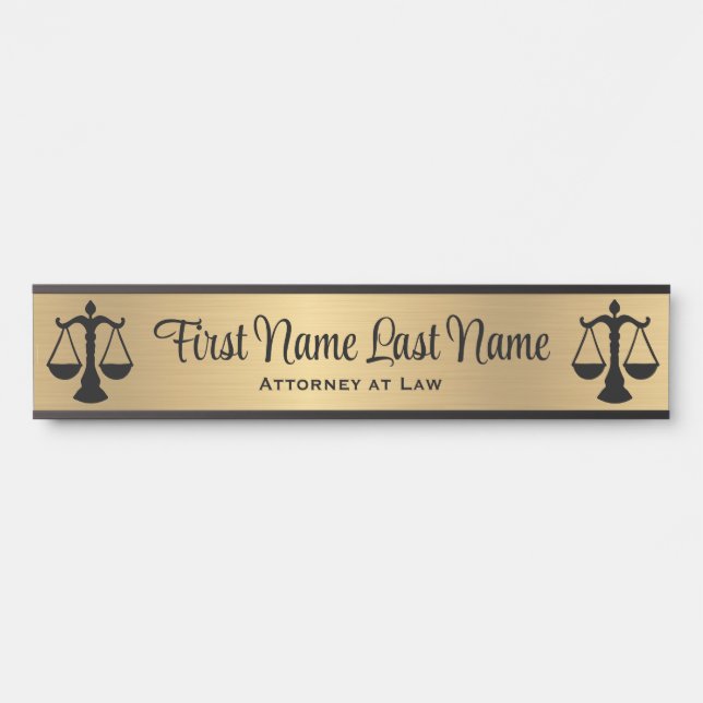 Anwalt an der Law Door Signs Anwalt Gold Long Name Türschild (Vorderseite )