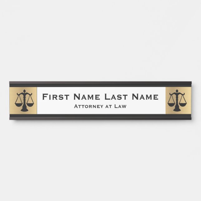 Anwalt an der Law Door Signs Anwalt Gold Long Name Türschild (Vorderseite )