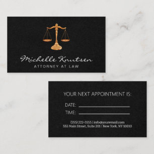 Anwalt bei der Law Termin Card Black Gold Visitenkarte