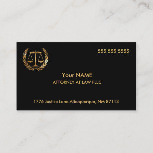 Anwalt bei Law Black und Gold Visitenkarte