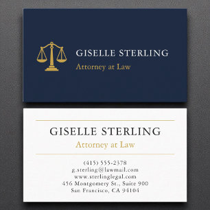Anwalt bei Law Navy Blue Gold Visitenkarte
