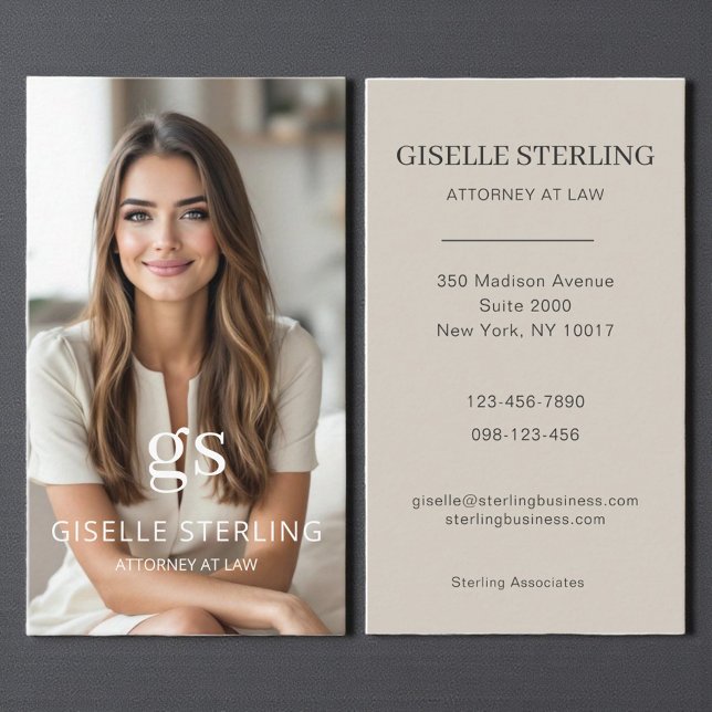 Anwalt bei Law Taupe Beige Foto Beruflich Visitenkarte (Von Creator hochgeladen)