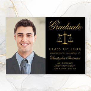 Anwalt Black Gold Script Foto Abschluss Ankündigung