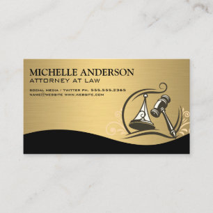 Anwalt Gold Metallic Gavel Law Logo Visitenkarte