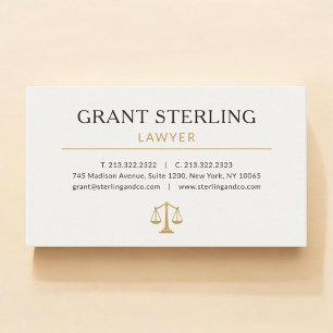 Anwalt Neutral Beige Gold Visitenkarte