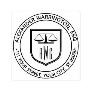Anwalt Waage der Gerechtigkeit #3NS Law Shield Nam Permastempel