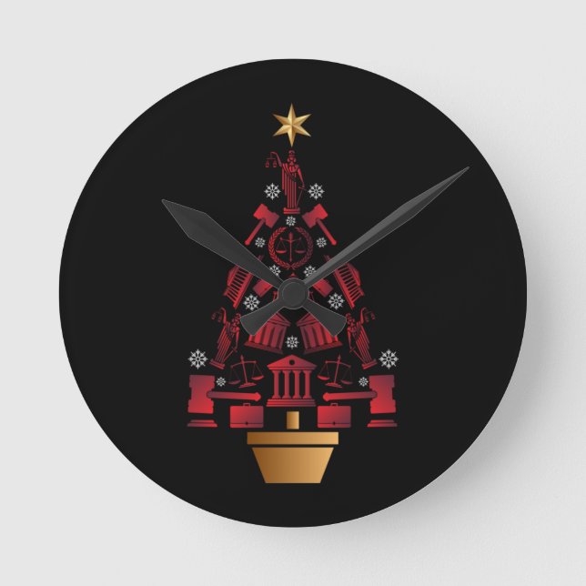 Anwalt Weihnachtsbaum Runde Wanduhr (Vorderseite)