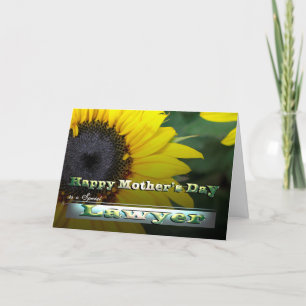 Anwältin Happy Mutter Tag große gelbe Sonnenblume Karte