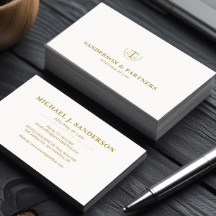 Anwalts klassische Luxus Gold Weiß Anwaltskanzlei Visitenkarte