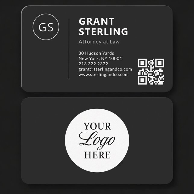 Anwalts-Logo Schwarz QR-Code Professional Visitenkarte (Von Creator hochgeladen)