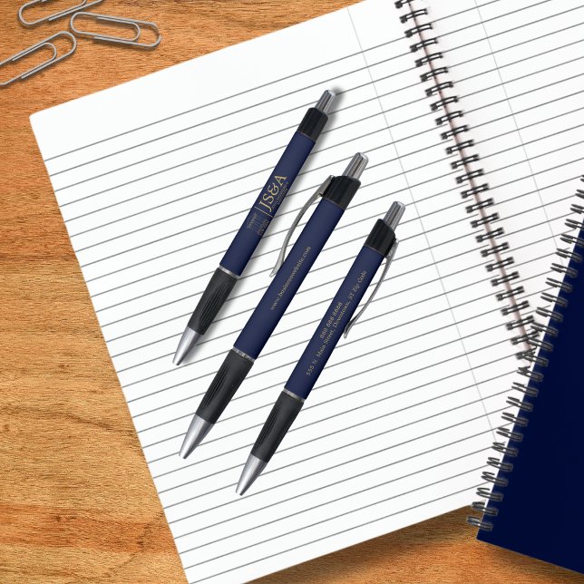 Anwaltskanzlei Dark Blue Gold Justice Columns Kugelschreiber (Von Creator hochgeladen)