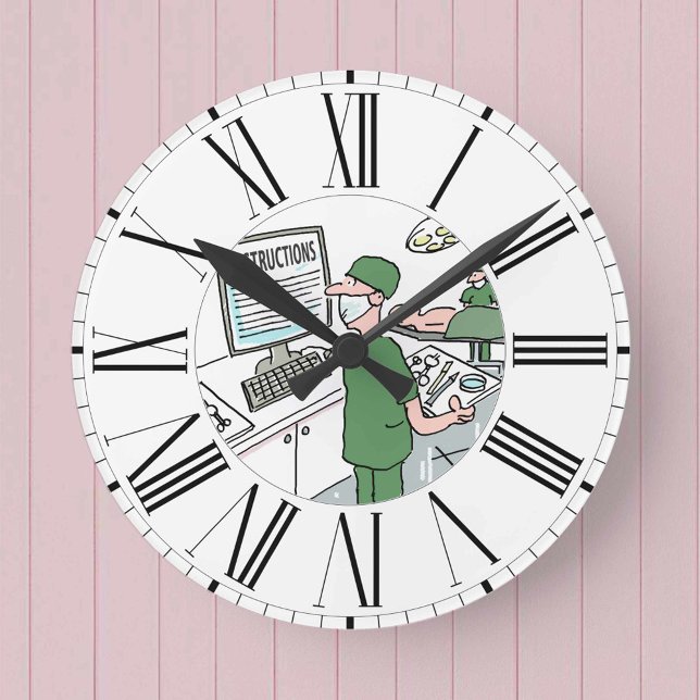 Anweisungen für Chirurgen-Karo auf dem Bildschirm Runde Wanduhr (Von Creator hochgeladen)