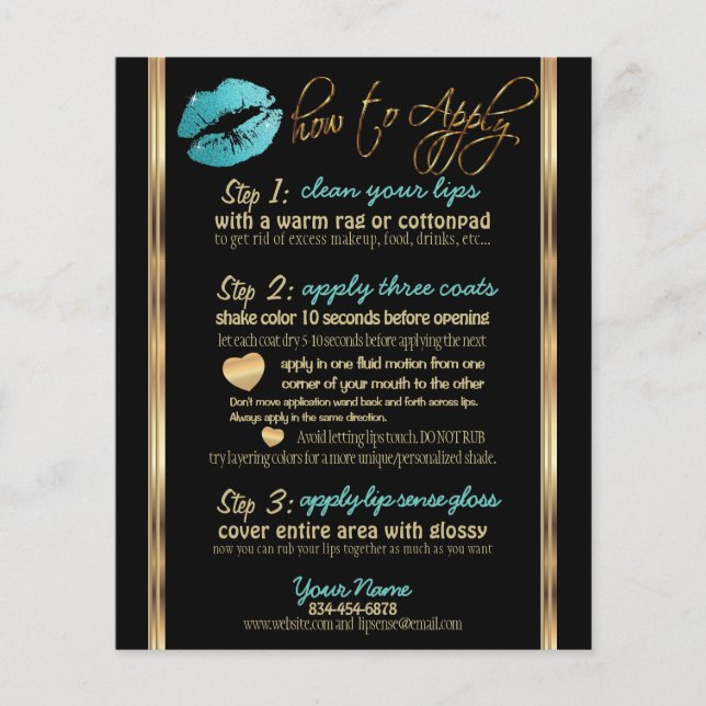 Anweisungen für den aquamarinen Glitzer Flyer (Vorne)