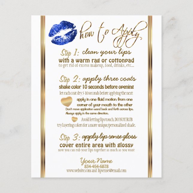 Anweisungen für den blauen Glitzer Lip 💋 2 Flyer (Vorne)