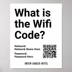 Anweisungen für WiFi-Code und QR-Code auf einer Poster