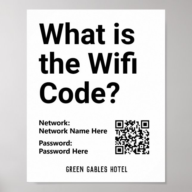 Anweisungen für WiFi-Code und QR-Code auf einer Poster (Vorne)