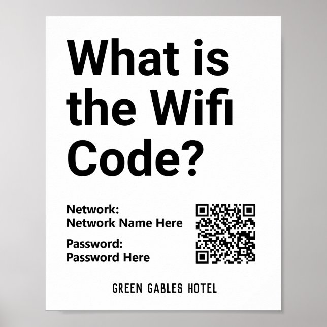 Anweisungen für WLAN-Code plus QR-Code auf einem Poster (Vorne)