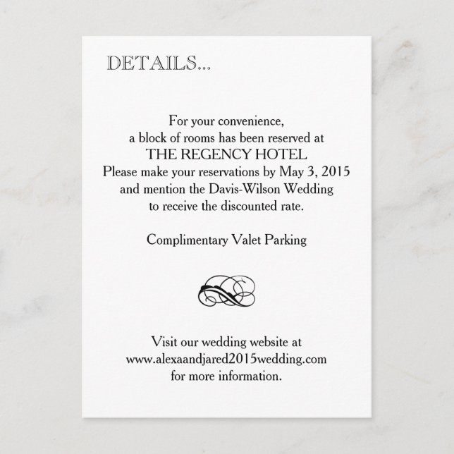 Anweisungen und Details Einsteckkarte Postkarte (Vorderseite)