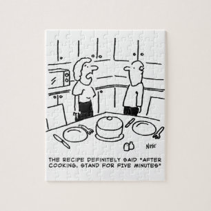 Anweisungen zum Rezept befolgt beim Kochen in eine Puzzle