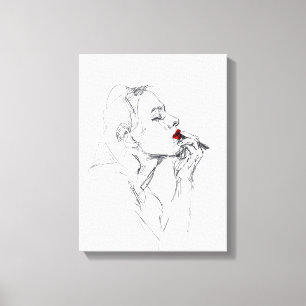 Anwenden von Red Lipstick Leinwanddruck
