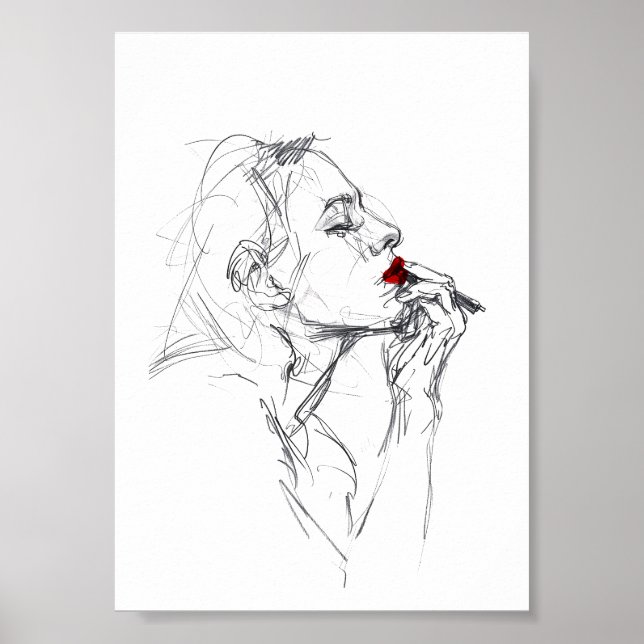 Anwenden von Red Lipstick Poster (Vorne)