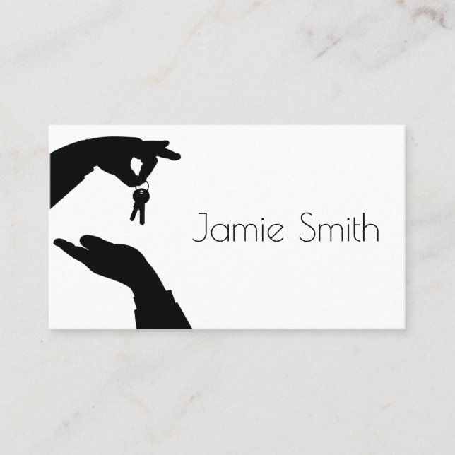 Anwesen Broker Verkaufschlüssel in der Hand  Visitenkarte (Vorderseite)