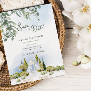 Anwesen Gartenpavillon Hochzeit Save the Date Ankündigungspostkarte
