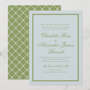 Anwesen Hochzeit Olivgrün Klassische Schrift Einladung